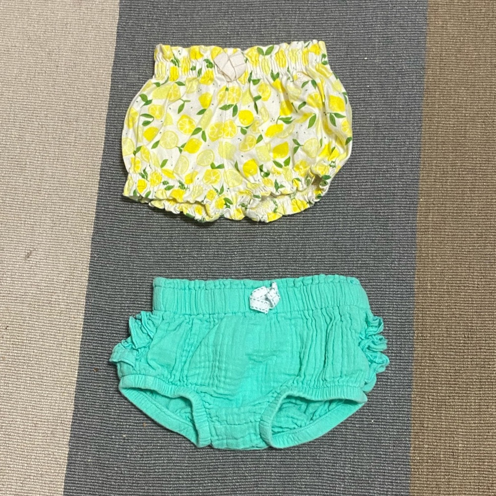 Two summertime bloomers/ diaper covers size 0-3mo .